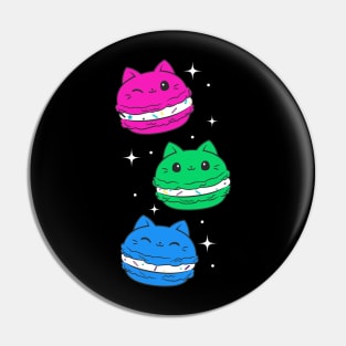 Polysexual Pride Flag Month Cute Cat Kawaii Macaron Pin