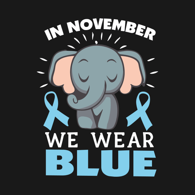 In November We Wear Blue Elephant Diabetes Awareness by larfly