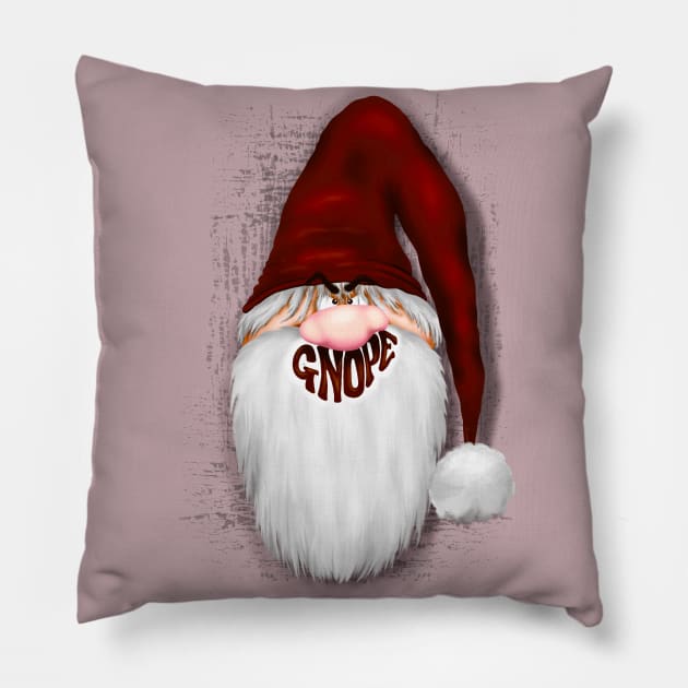 Nope Grumpy Santa Gnome, a.k.a. Gnope Character Pillow by BluedarkArt