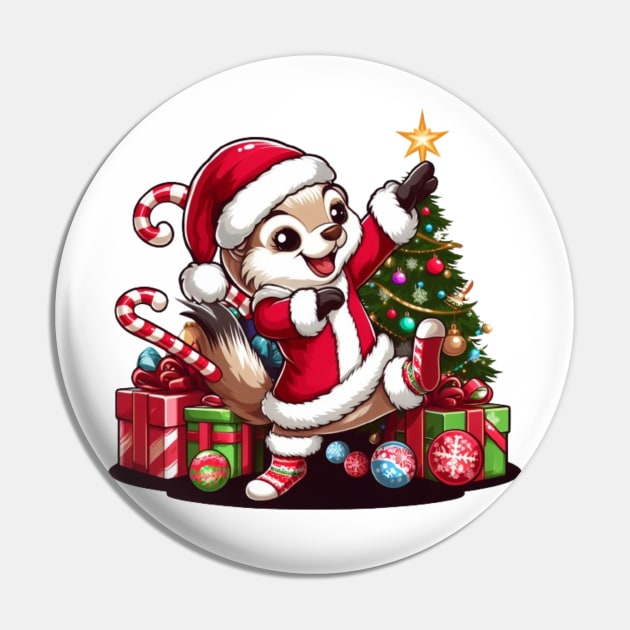 Santa Ferret Christmas Tee Pin by Imaginate