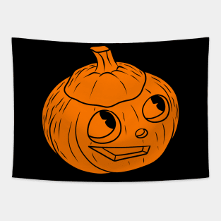 Cute Happy Orange Jack o Lantern Silhouette Tapestry