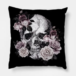 Tribe skull art design with roses Pillow