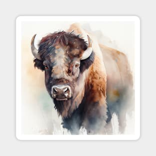 Watercolor of a single buffalo bison animal from the midwest rockies Magnet