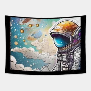 Cinema 4D Illustration: Halo Astronaut Amidst Venusian Clouds (541) Tapestry