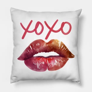 Red Lipstick Kiss XOXO Pillow