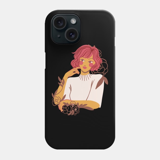 Wild Girl Floral Woman With Flowers Redhead Phone Case by olivetees