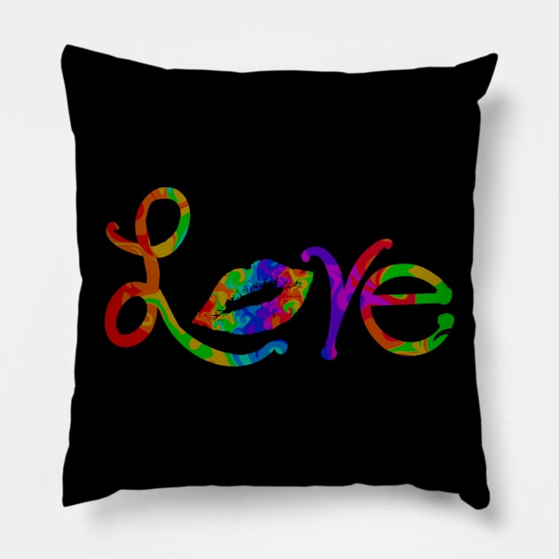 Love Rainbow Kiss Pillow by TheCoatesCloset