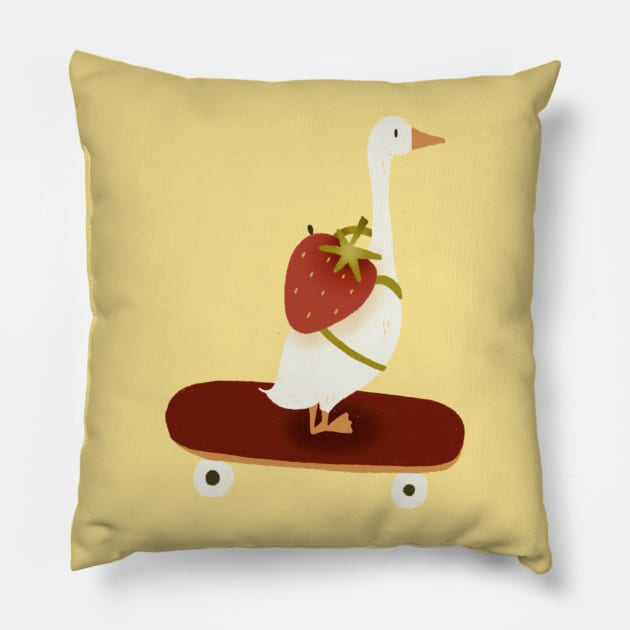 Cottagecore goose Pillow by Carlotta Illustration