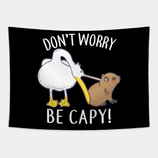 Don't Worry, Be Capy. Capybara Orange Unbothered Funny Tapestry