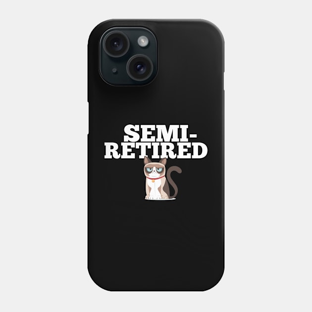 Semi-Retired Crazy Cat Sarcastic Retirement Party Office Planner Phone Case by Funny Stuff Club