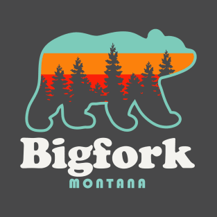 Bigfork Montana Bear Retro Sunset T-Shirt