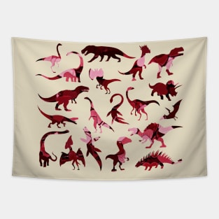 Colorful Heart Dinosaurs Pattern Tapestry