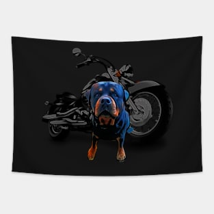 dog on motorcycle Rottweiler  on motorcycle Tapestry