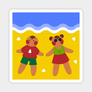 Gingerbread Couple Summer Beach Magnet