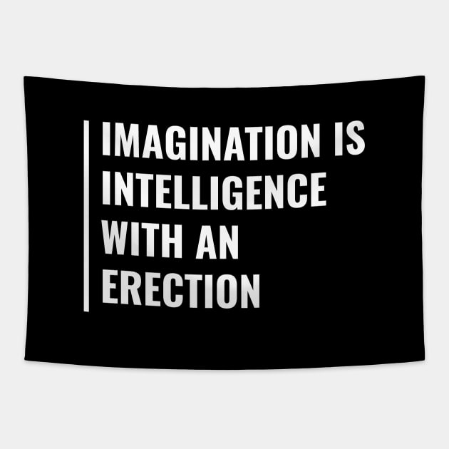 Imagination is Intelligence. Funny Imagination Quote Tapestry by kamodan
