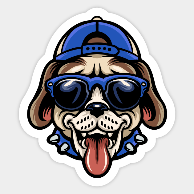 Cool Funky Dog Head Cartoon - Cartoon Dog Illustration - Sticker | TeePublic Cool Funky Dog Head Cartoon - Cartoon Dog Illustration - Sticker | TeePublic