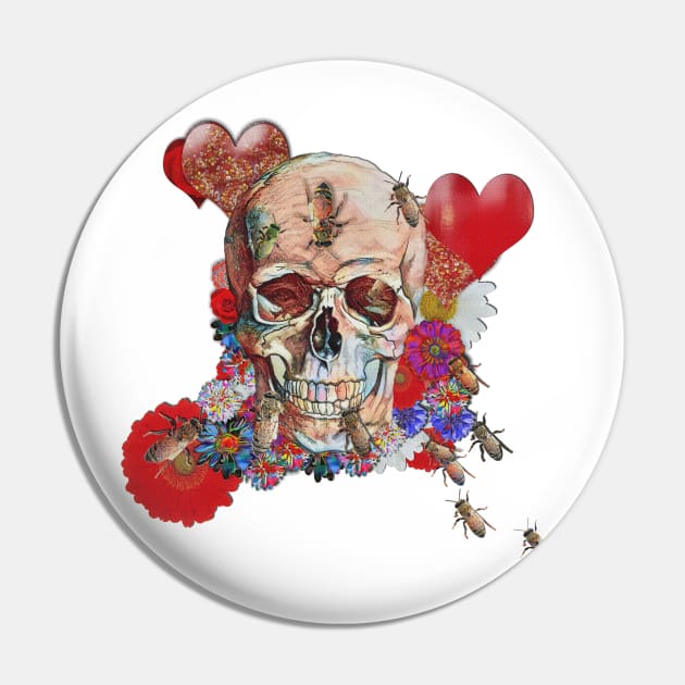 Flower Power Skull Pin by Diego-t