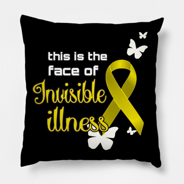 Face of Invisible Illness YELLOW Pillow by AlondraHanley