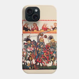 MEDIEVAL TOURNAMENT, FIGHTING KNIGHTS WITH DAMSELS AND RED WILD ROSES Phone Case