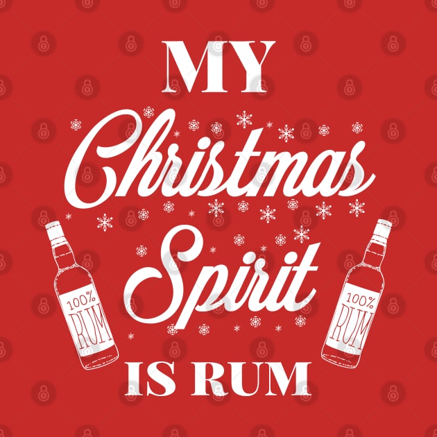 My Christmas spirit is rum, Funny Christmas pun, Alcohol holiday humour by ArtfulTat