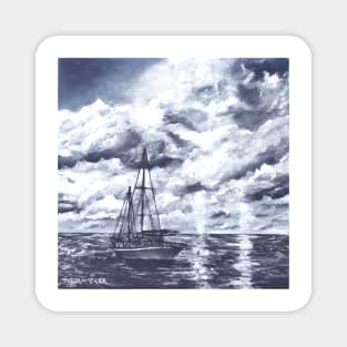 sail boat oil painting art print Magnet