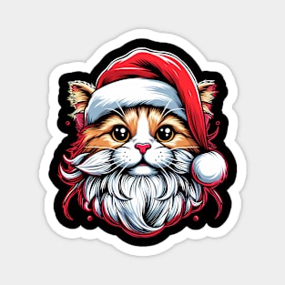 Cute Cat as Santa on Christmas Magnet