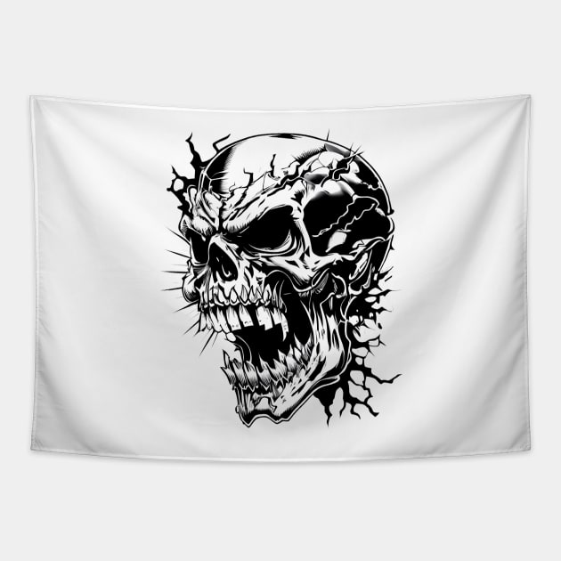 A SKULL SCREAMING Tapestry by JequiPrint