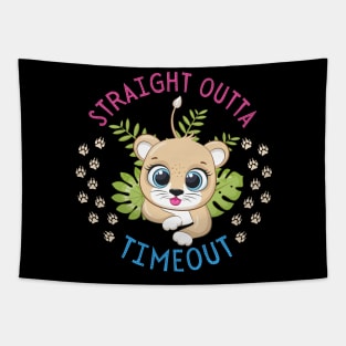 Straight Outta Timeout Cute and Smart Cookie Sweet little tiger in a hat cute baby outfit Tapestry