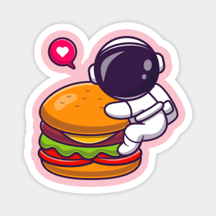 Cute Astronaut Hug Burger Cartoon Magnet