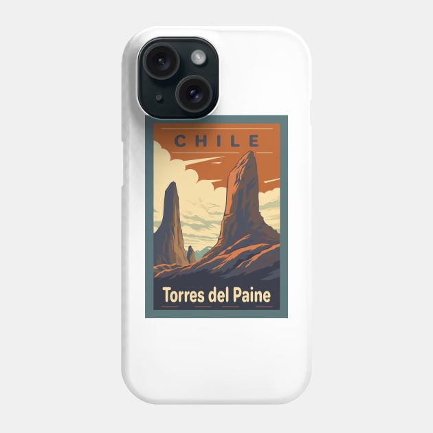 Torres del Paine, National park, Chile, Travel Poster Phone Case by BokeeLee