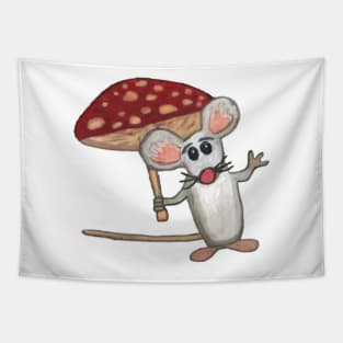 Mouse with Mushroom Umbrella Tapestry