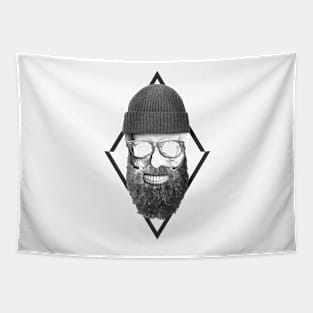 Hipster Skull (black & white edition) Tapestry