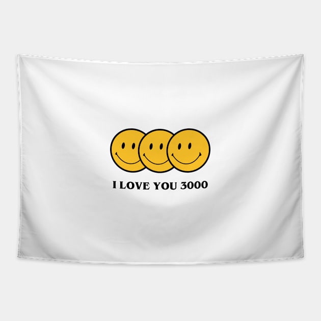 I Love You 3000 Yellow Smiley Face Tapestry by alifianjoni