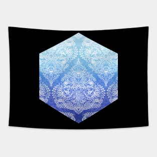 Out of the Blue - White Lace Doodle in Ombre Aqua and Cobalt Tapestry