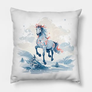 Horse in Winter Wonderland Pillow