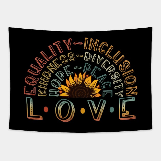 LOVE Equality Inclusion Kindness Diversity Hope Peace Tapestry by Dibble Dabble Designs