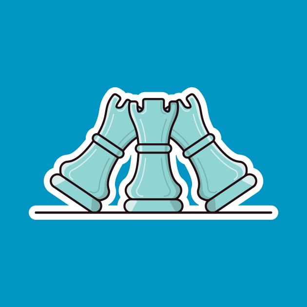 Chess Rook Pieces Sticker vector illustration. Sport board game object icon concept. Board game rook piece sticker vector design with shadow. Intellectual leisure activity symbol. by AlviStudio