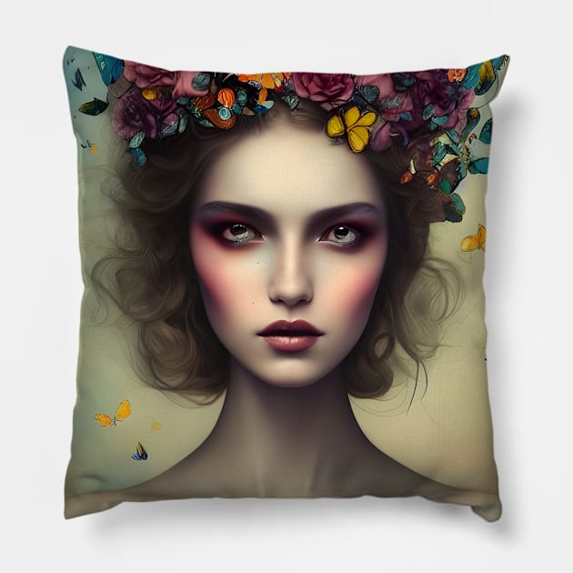 Butterflies in her Hair Pillow by LyndiiLoubie