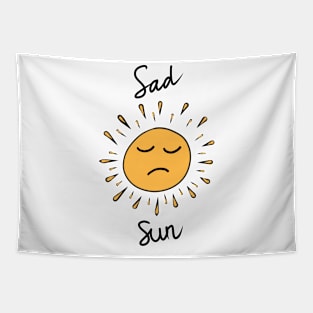 Sad Sun Yellow Hand Drawing Tapestry