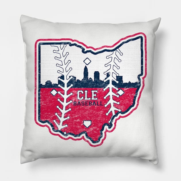 Vintage Cleveland Baseball Ohio State Map Pillow by TeeCreations