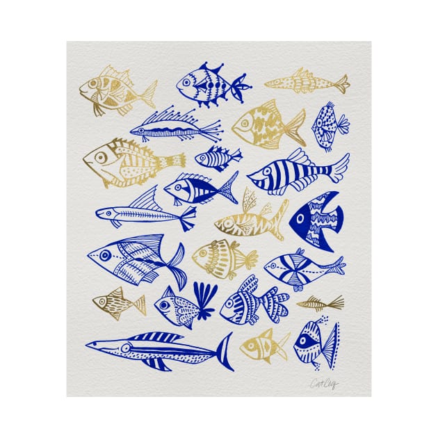 fish inkings navy gold by CatCoq