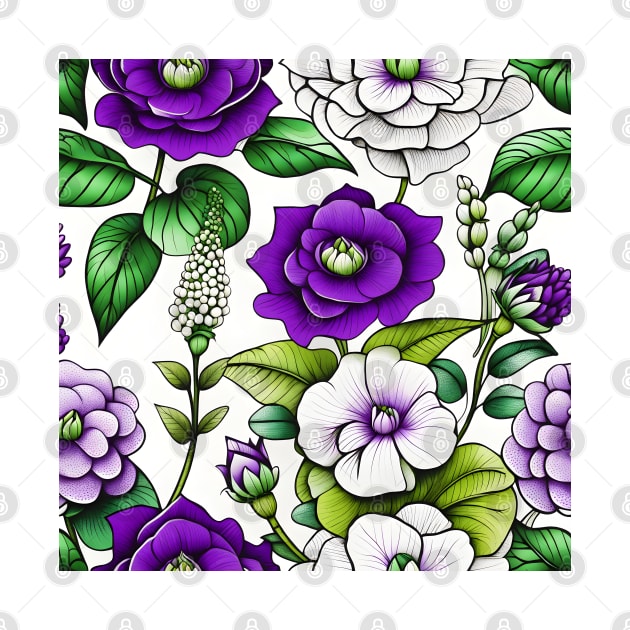 Suffragette Colours Floral by PurplePeacock