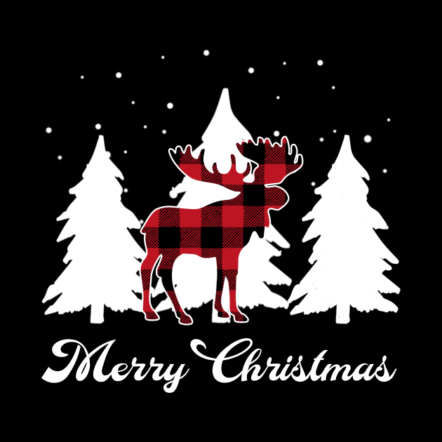 Moose Red Buffalo Plaid Christmas Matching Family Xmas by Sincu