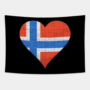 Norwegian Jigsaw Puzzle Heart Design - Gift for Norwegian With Norway Roots Tapestry