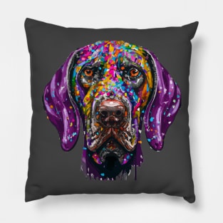 German Shorthaired Pointer Kurzhaar Colorful Face Print Art Pillow