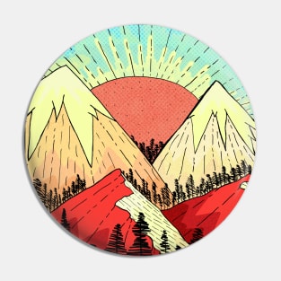 Retro mountain hills Pin