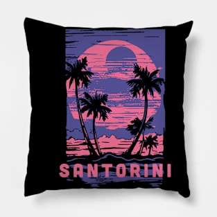 Santorini Greece Souvenir Lifestyle Cyberpunk Vacation Trip Pillow