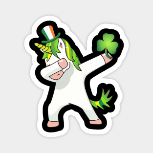 St Patricks Day Girls Dabbing Unicorn Leprechaun Lepricorn Magnet