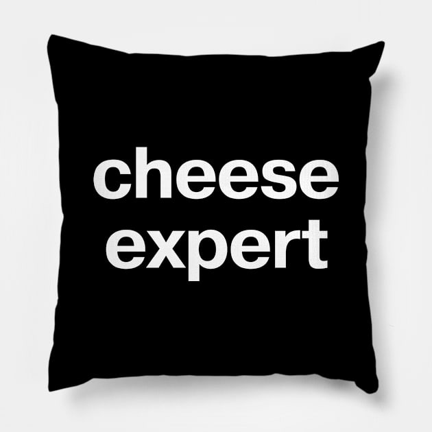 "cheese expert" in plain white letters - because we all have to be an expert in something Pillow by TheBestWords