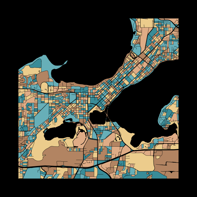 Madison Map Pattern in Mid Century Pastel by PatternMaps